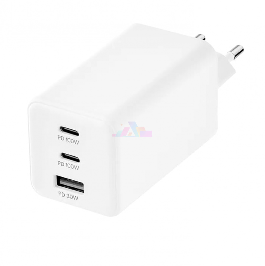 Фото Купить Сетевое зарядное устройство uBear Bridge Wall Charger 100W 2-USB-C + USB-A (Белый) по низкой цене в