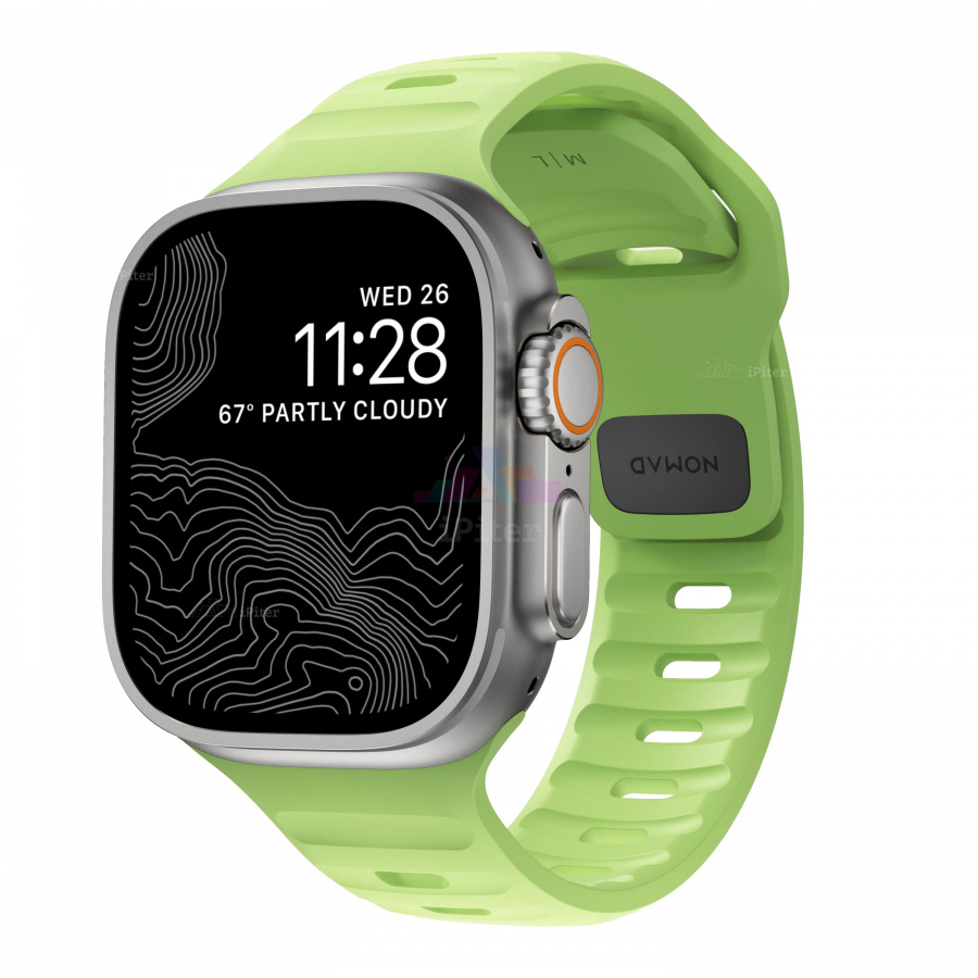 Фото Купить Ремешок Nomad Sport для Apple Watch 45 / 46 / Ultra (Зелёный) (Светится в темноте) по низкой цене в