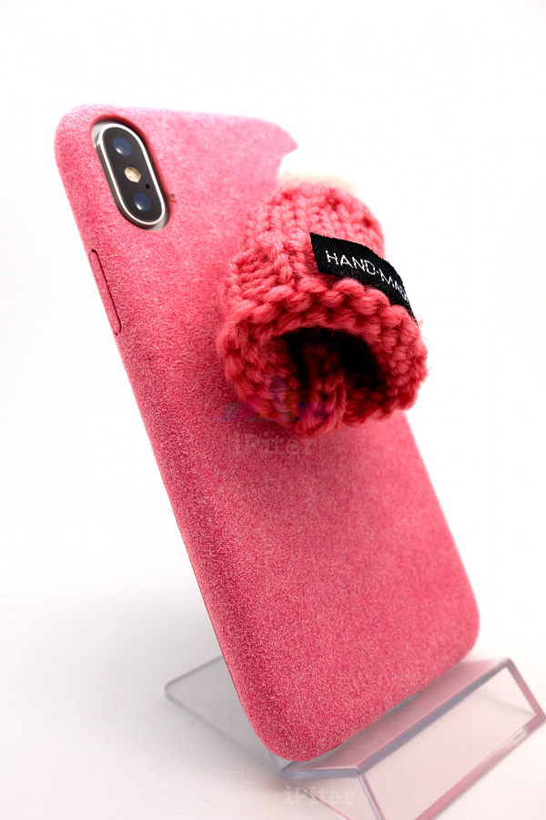 Фото Hand Made чехол c шапочкой для iPhone X, Розовый