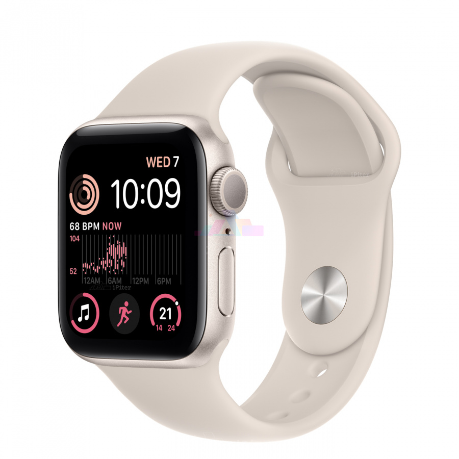 Фото Купить Apple Watch SE (2022) (MNJP3) <br>40 мм Корпус из алюминия «Starlight» Спортивный ремешок S/M по низкой цене в