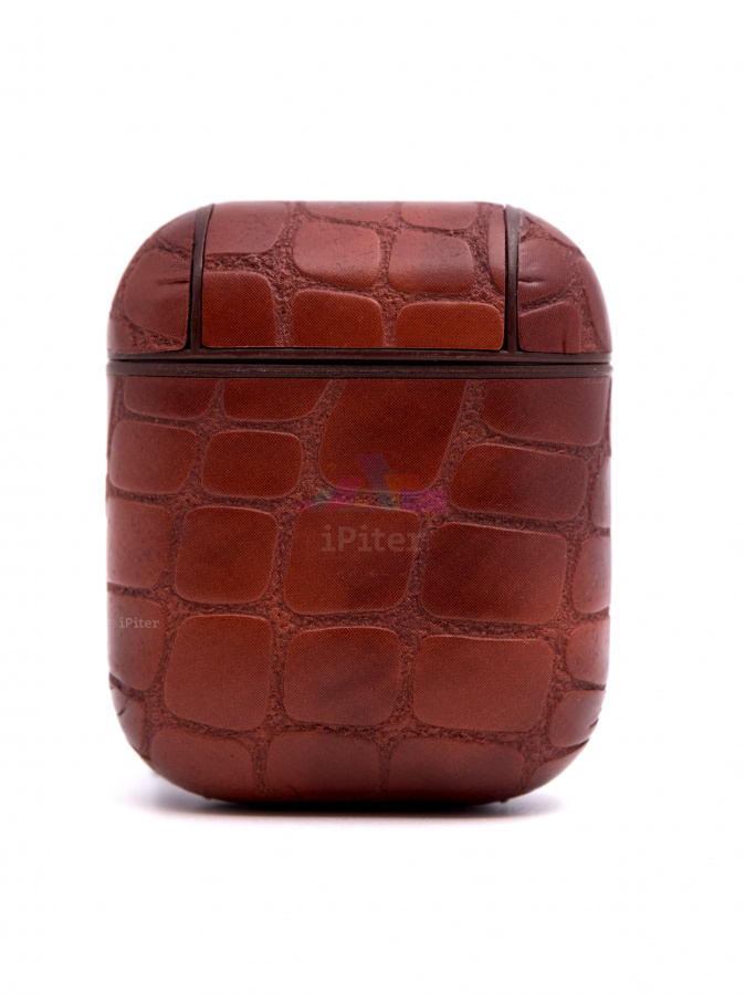 Фото Чехол Dismac Leather Croco для AirPods 1 / 2 (Коричневый), Коричневый