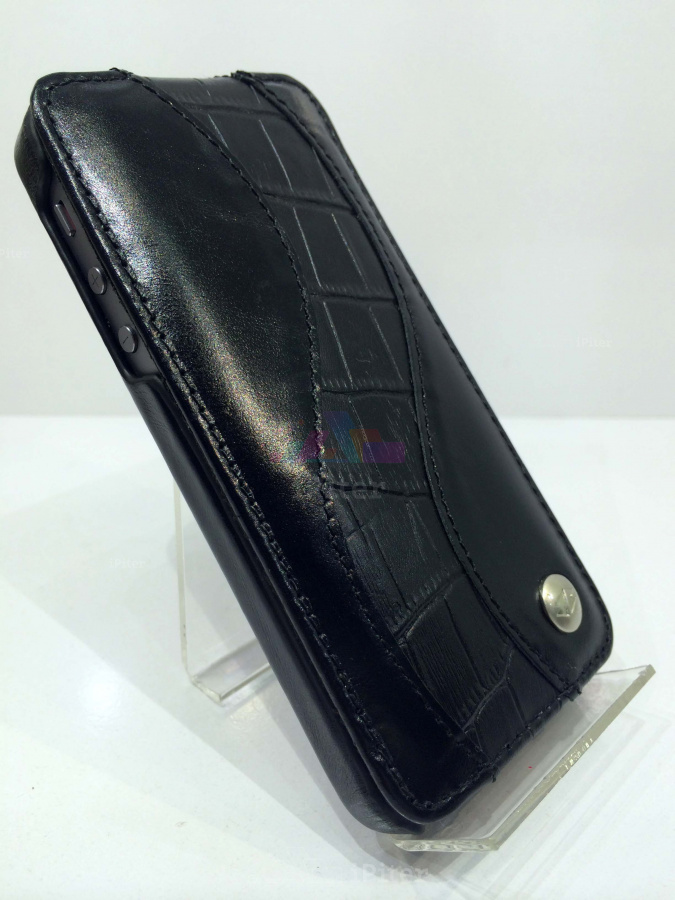 Фото Melkco кожаный чехол книжка для iPhone 5, Чёрный