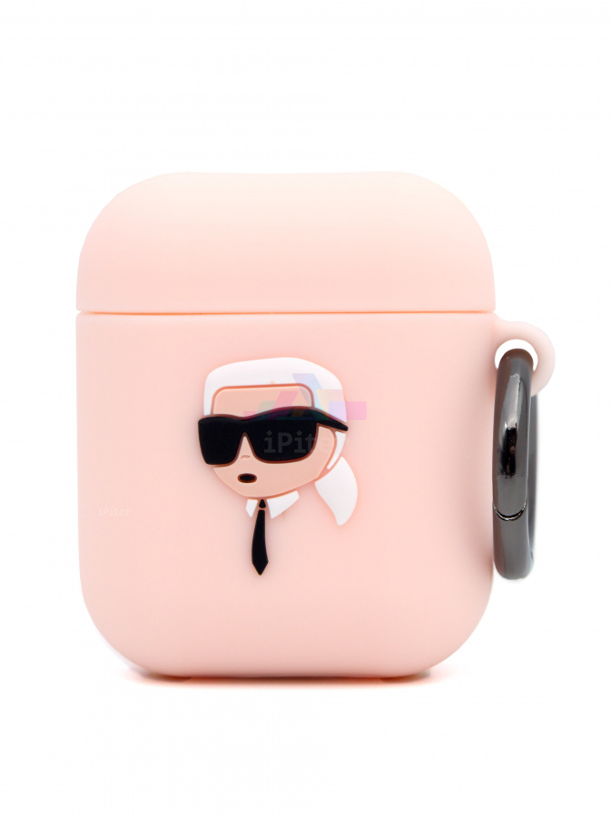 Фото Чехол Karl Lagerfeld для AirPods 1/2 с карабином (Розовый), Розовый