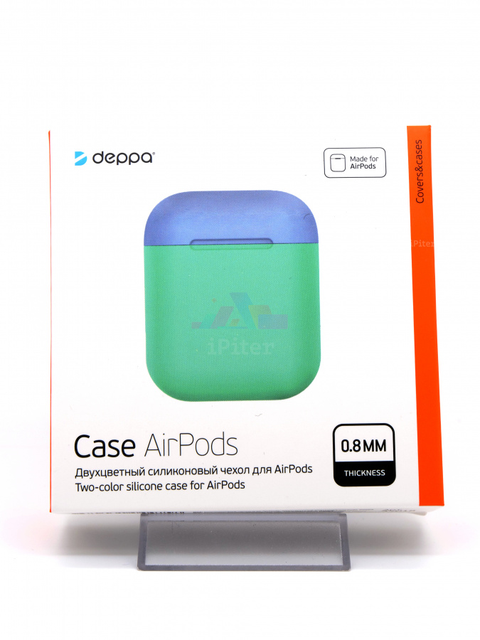 Фото Двухцветный силиконовый чехол Deppa для AirPods 2 / 1 (Бирюзовый), Бирюзовый