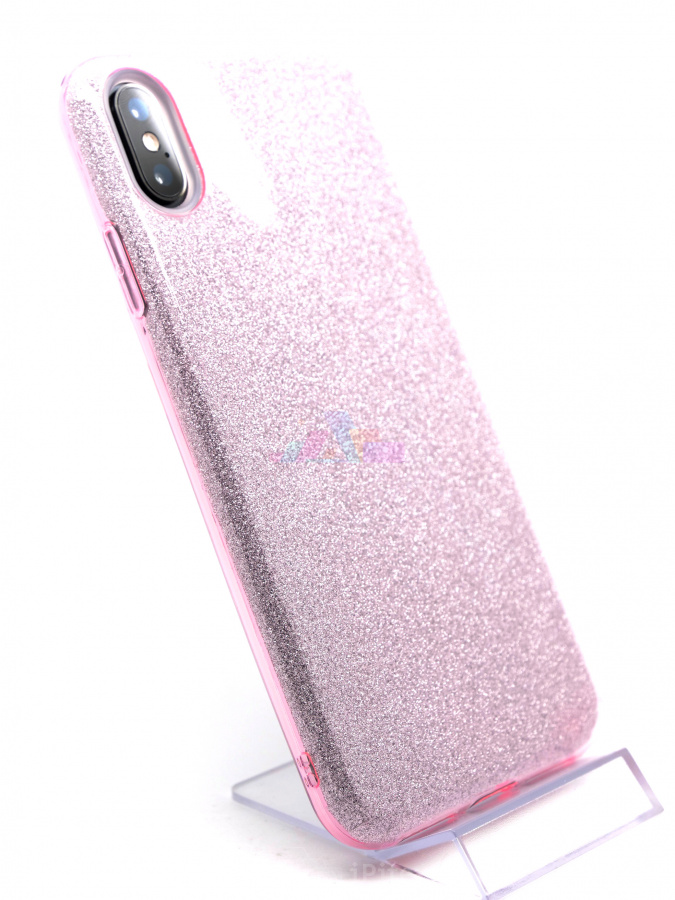Фото Силиконовый блестящий чехол для iPhone XS Max, Бледно-розовый