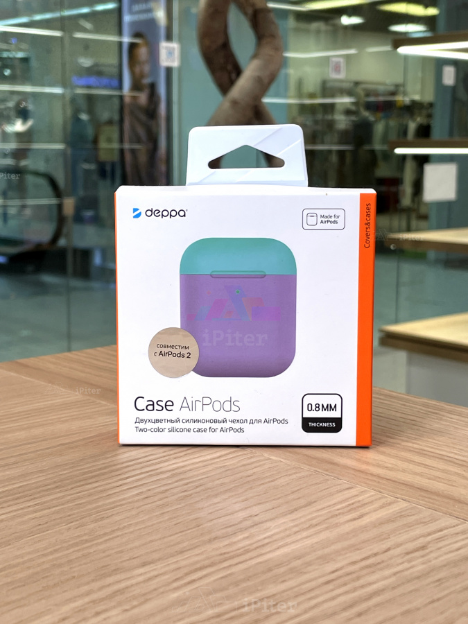 Фото Двухцветный силиконовый чехол Deppa для AirPods 2 / 1 (Фиолетовый), Фиолетовый