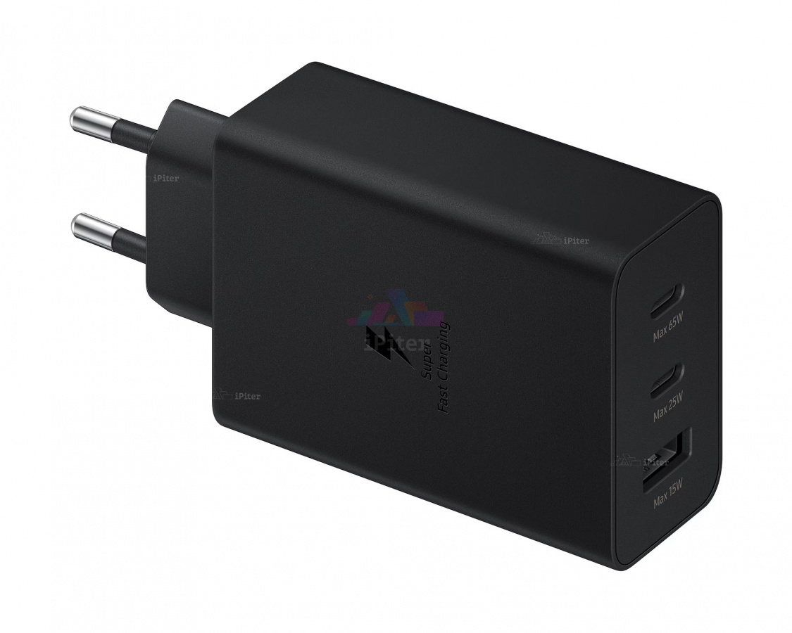 Фото Купить Сетевое зарядное устройство Samsung 65W PD Adapter USB-C (Чёрный) по низкой цене в