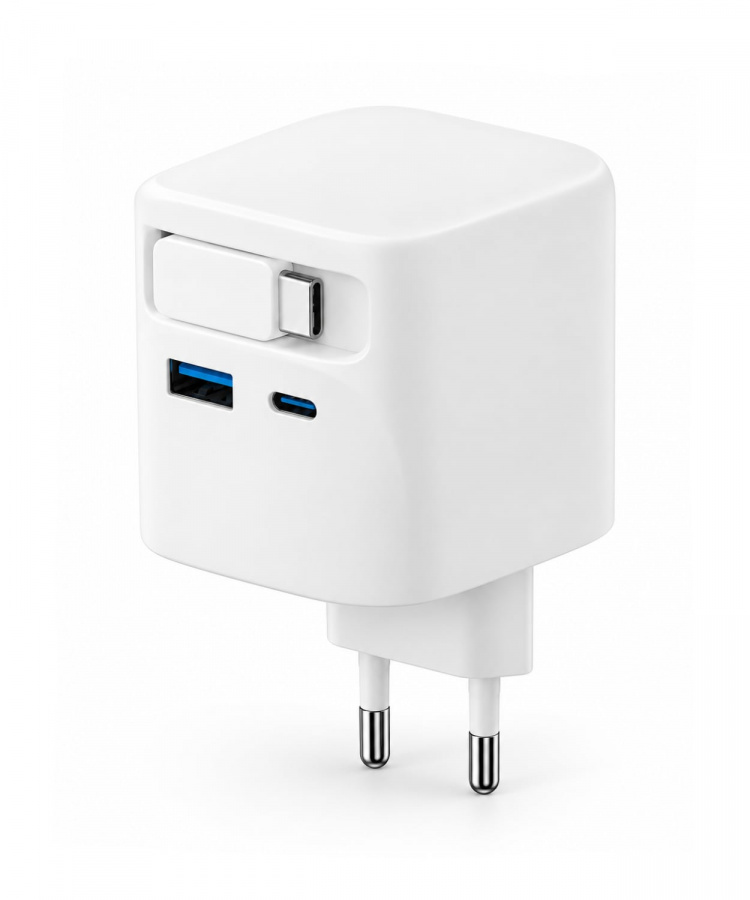 Фото Купить Сетевое зарядное устройство isa GaN Power 65W USB-C (Белый) по низкой цене в
