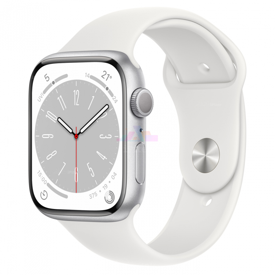 Фото Купить Apple Watch Series 8 (MP6Q3) <br>45 мм Корпус из алюминия «Silver» Спортивный ремешок M/L по низкой цене в