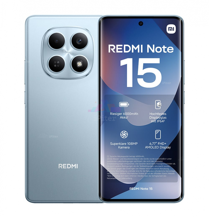 Фото Купить Смартфон Xiaomi Redmi Note 15 4G 8Gb/128Gb (Glacier Blue) Nano-Sim + Nano-Sim по низкой цене в