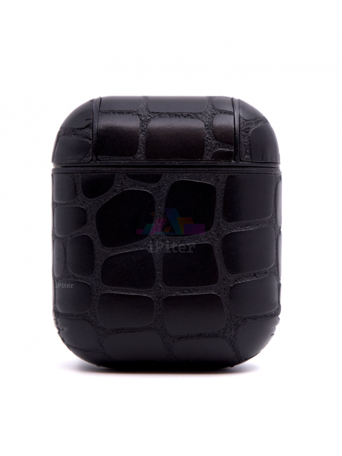 Фото Чехол Dismac Leather Croco для AirPods 1 / 2 (Чёрный), Чёрный