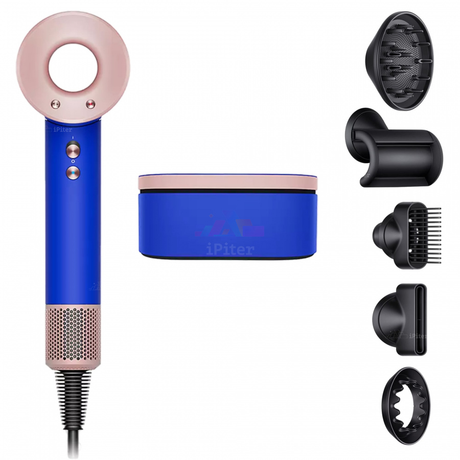 Фото Купить Фен Dyson Supersonic HD07 Blue/Blush (5 насадок) по низкой цене в