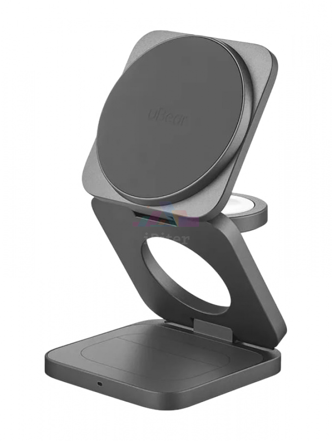 Фото Купить Беспроводная зарядка uBear Balance Slim Wireless Charger 3-in-1 (Серый) по низкой цене в