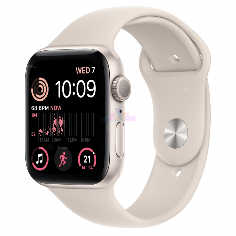Фото Купить Apple Watch SE (2022) (MNJX3) <br>44 мм Корпус из алюминия «Starlight» Спортивный ремешок M/L по низкой цене в