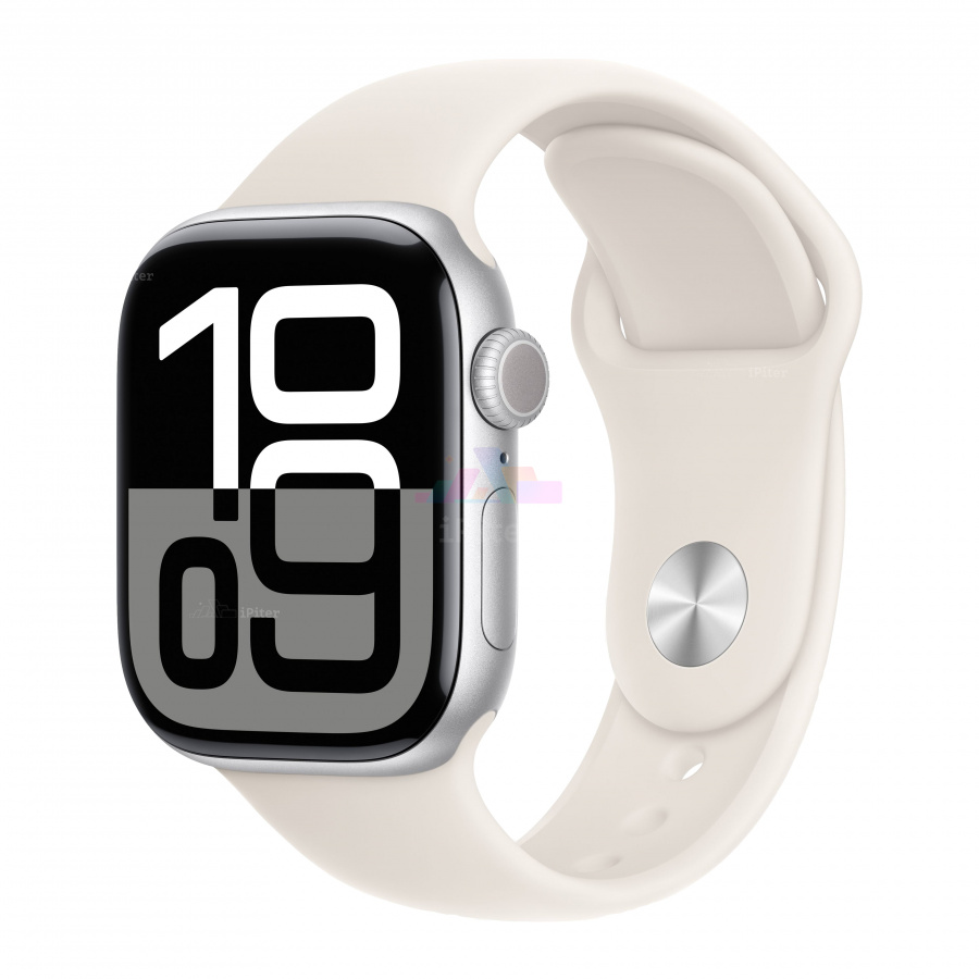 Фото Купить Apple Watch Series 10 <br>42 мм Корпус из алюминия «Silver» Спортивный ремешок M/L «Starlight» по низкой цене в