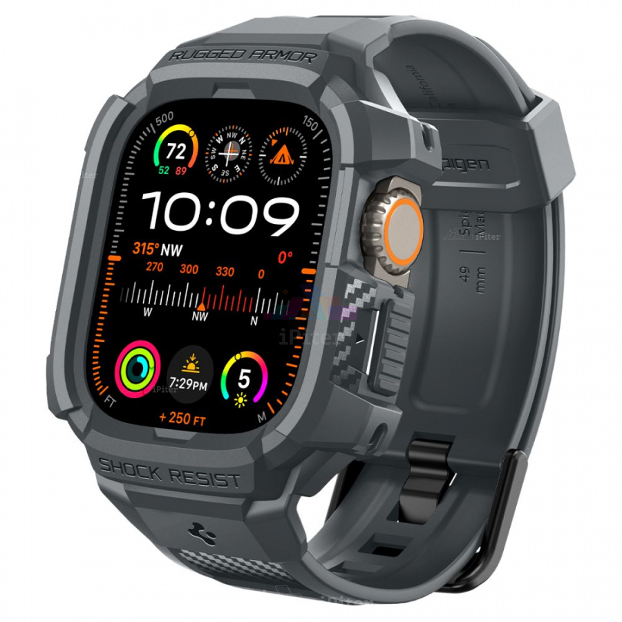 Фото Купить Ремешок-чехол Spigen Rugged Armor Pro для Apple Watch Ultra (Серый) по низкой цене в
