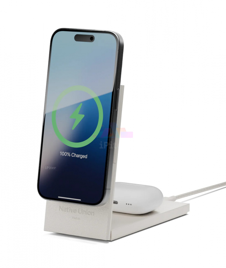 Фото Купить Беспроводная зарядка Native Union Rise 2-in-1 Magnetic Wireless Charger (Sandstone) по низкой цене в