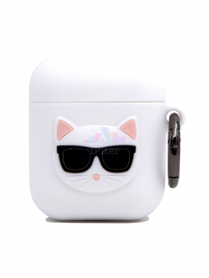 Фото Чехол Karl Lagerfeld для AirPods 1/2 с карабином (Белый), Белый