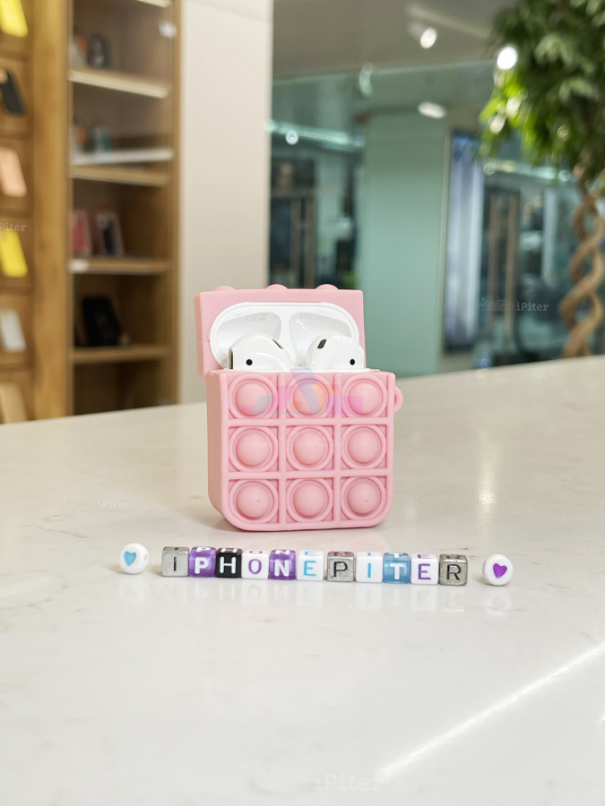 Фото Чехол POP IT для AirPods 2 (Бледно-розовый), Бледно-розовый