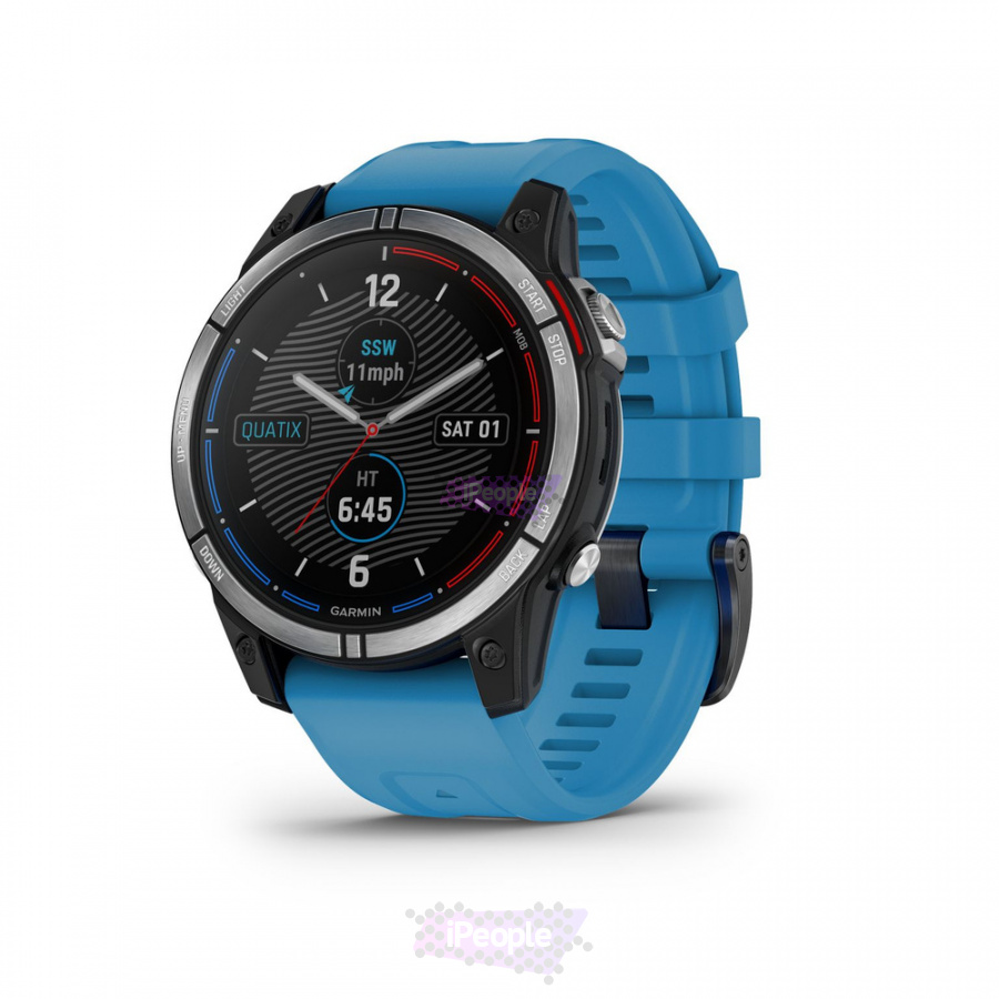 Фото Купить Умные часы Garmin Quatix 7 с синим силиконовым ремешком по низкой цене в