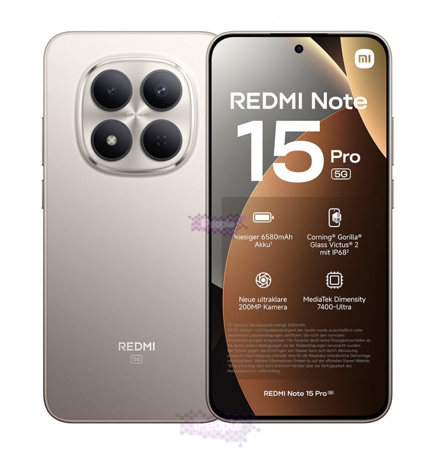 Фото Купить Смартфон Xiaomi Redmi Note 15 Pro 5G 12Gb/256Gb (Titanium) Nano-Sim + Nano-Sim по низкой цене в