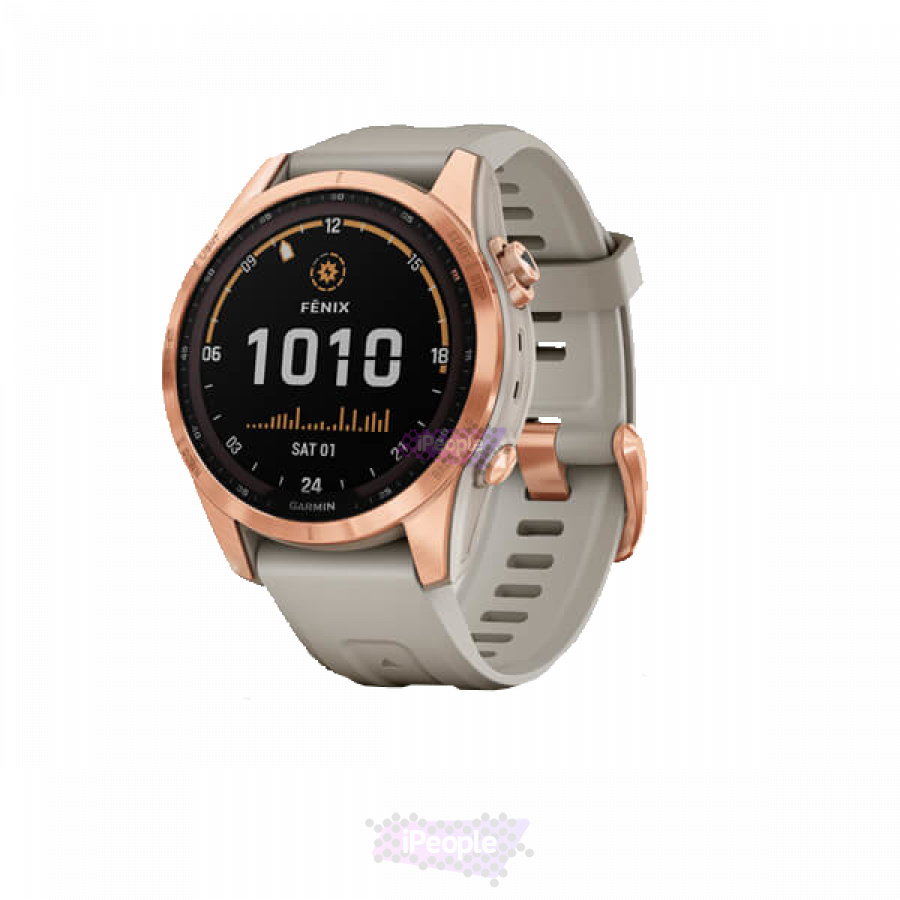 Фото Купить Умные часы Garmin Fenix 7s Solar цвета розовое золото с песочным силиконовым ремешком по низкой цене в