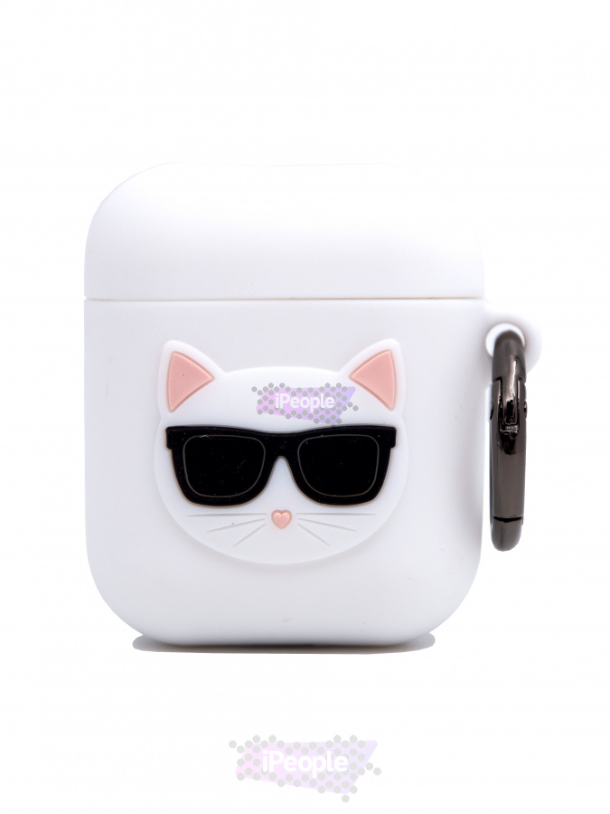 Фото Чехол Karl Lagerfeld для AirPods 1/2 с карабином (Белый), Белый