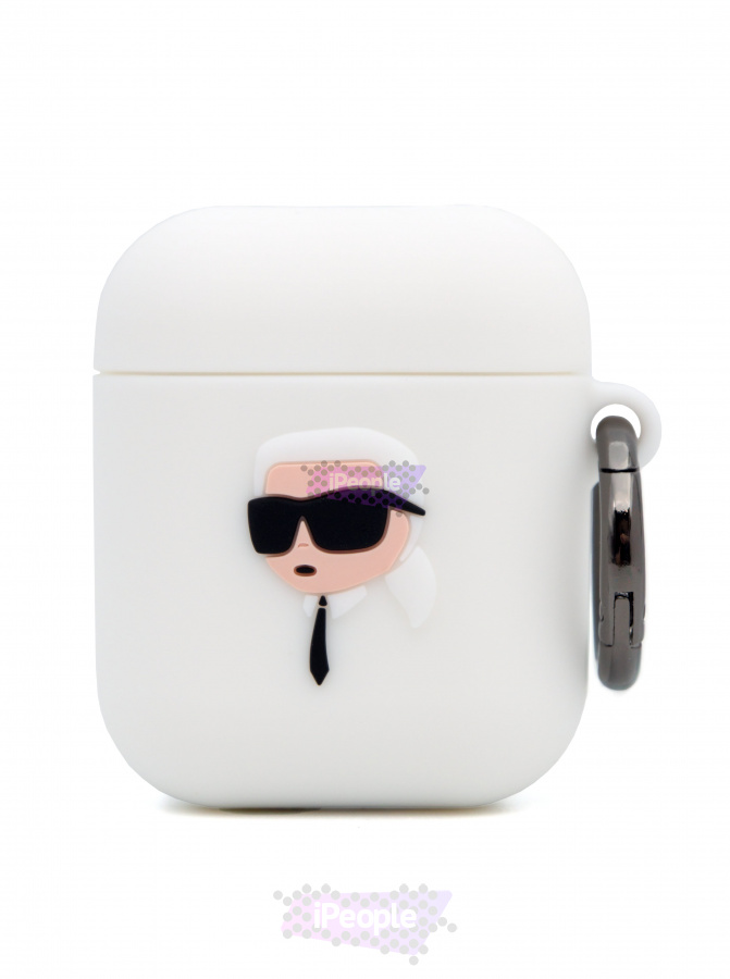 Фото Чехол Karl Lagerfeld для AirPods 1/2 с карабином (Белый), Белый