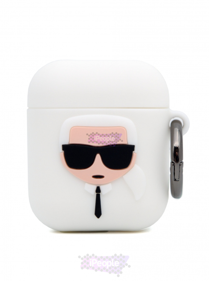 Фото Чехол Karl Lagerfeld для AirPods 1/2 с карабином (Белый), Белый