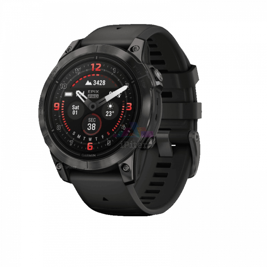 Фото Купить Умные часы Garmin Epix Pro 2 Sapphire 47 мм, титановый, угольно-серый DLC, черный ремешок (010-02803-11) по низкой цене в
