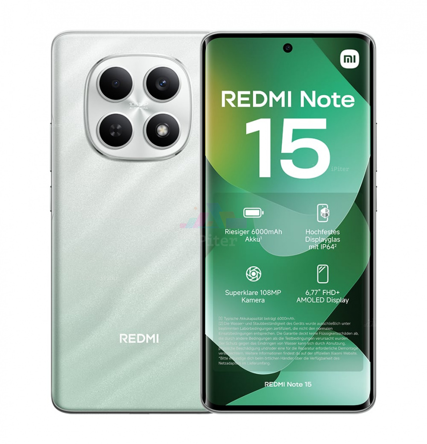 Фото Купить Смартфон Xiaomi Redmi Note 15 4G 6Gb/128Gb (Forest Green) Nano-Sim + Nano-Sim по низкой цене в