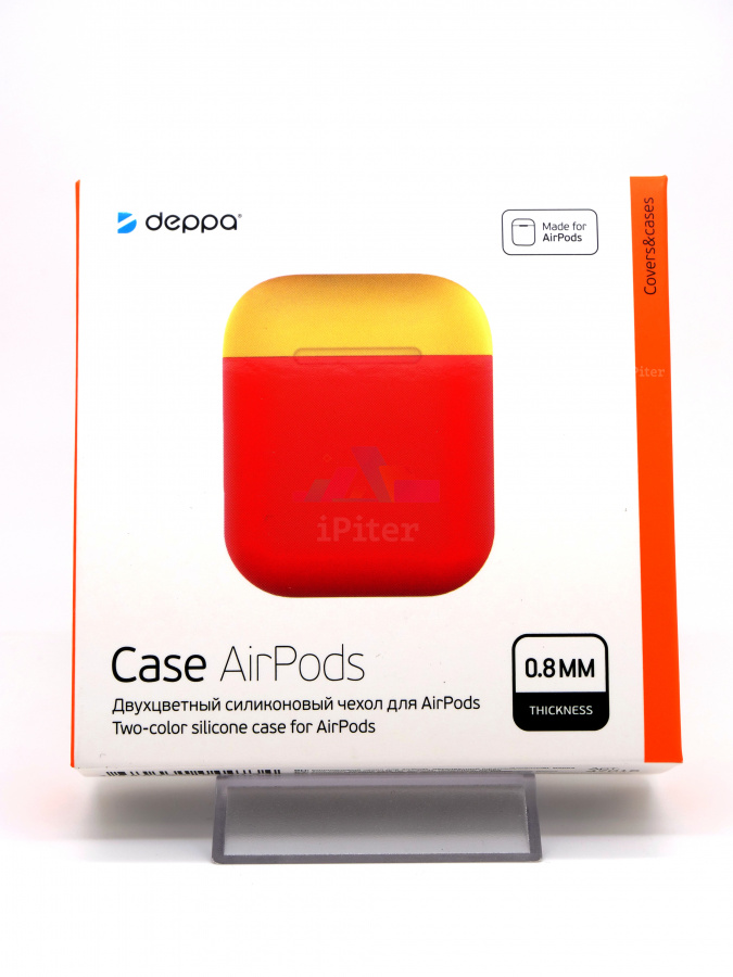 Фото Двухцветный силиконовый чехол Deppa для AirPods 2 / 1 (Красный), Красный