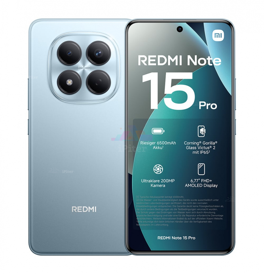 Фото Купить Смартфон Xiaomi Redmi Note 15 Pro 4G 12Gb/512Gb (Glacier Blue) Nano-Sim + Nano-Sim по низкой цене в