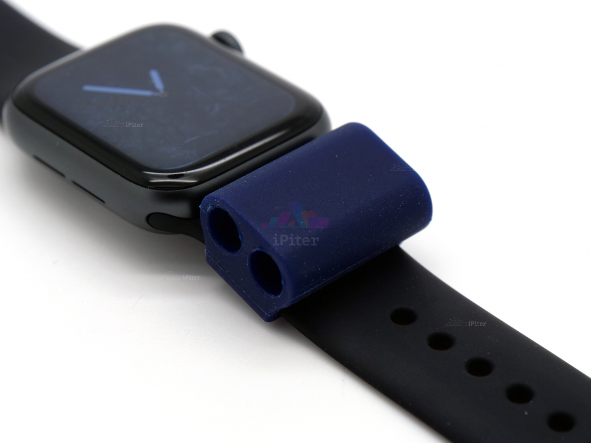Фото Купить Крепление AirPods к Apple Watch перпендикулярное (Тёмно-синий) по низкой цене в