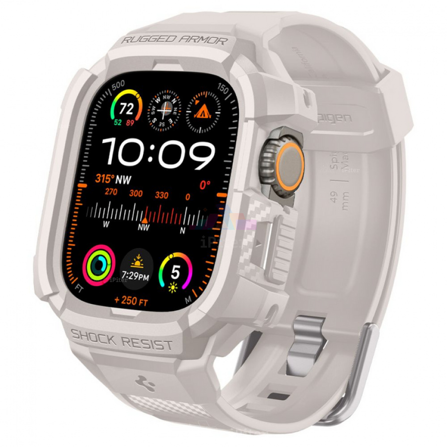 Фото Купить Ремешок-чехол Spigen Rugged Armor Pro для Apple Watch Ultra (Бежевый) по низкой цене в
