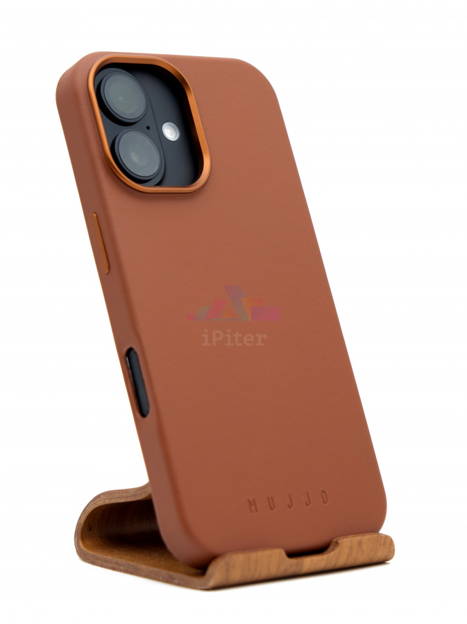 Фото Купить Чехол Mujjo Leather with MagSafe для iPhone 16 Коричневый по низкой цене в