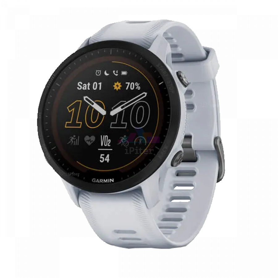 Фото Купить Умные часы Garmin Forerunner 955 Solar с белым ремешком по низкой цене в