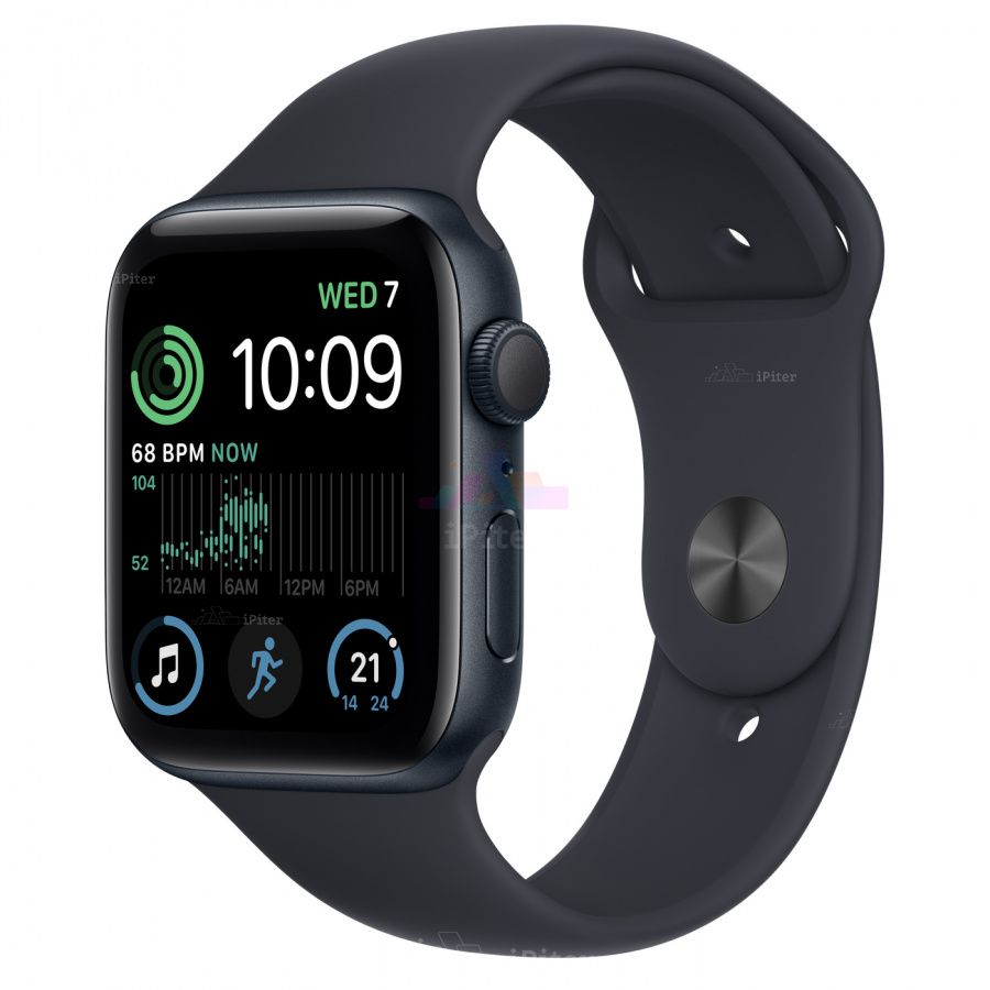 Фото Купить Apple Watch SE (2022) (MNK03) <br>44 мм Корпус из алюминия «Midnight» Спортивный ремешок S/M/L по низкой цене в
