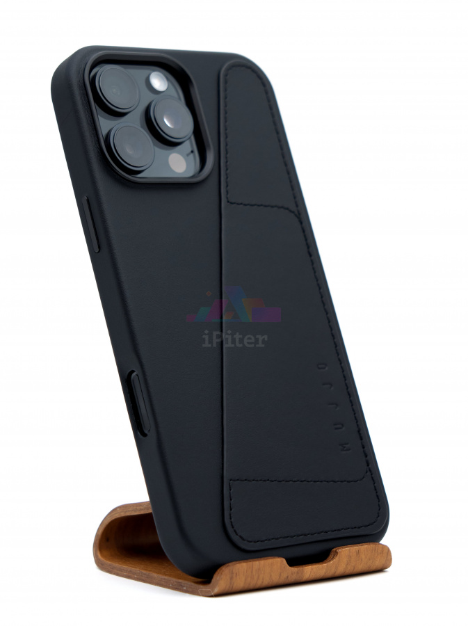 Фото Купить Чехол Mujjo Leather Wallet для iPhone 16 Pro Max Чёрный по низкой цене в
