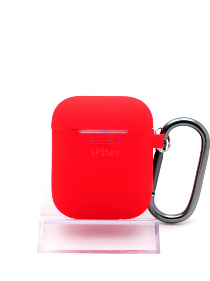 Фото Силиконовый чехол с карабином Deppa AirPods Case (Красный), Красный
