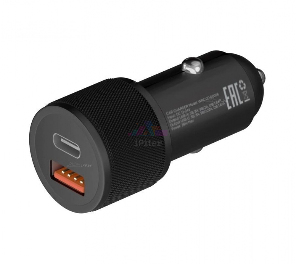 Фото Купить Автомобильное зарядное устройство Uzay 38W USB + USB-C (Чёрный) по низкой цене в