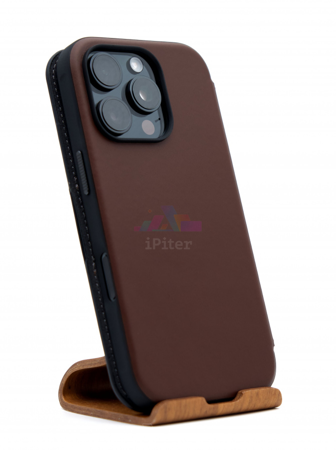 Фото Купить Чехол Nomad Modern Leather Folio для iPhone 16 Pro Тёмно-коричневый по низкой цене в