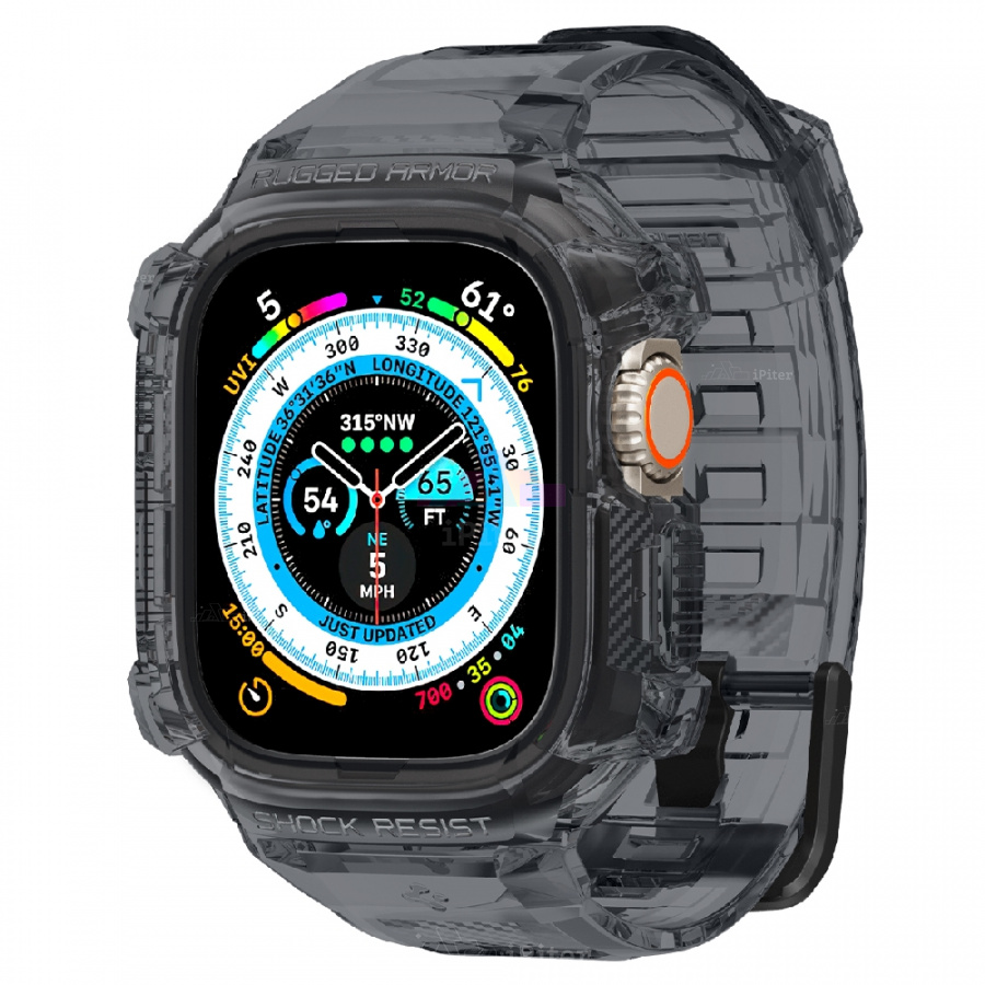 Фото Купить Ремешок-чехол Spigen Rugged Armor Pro для Apple Watch Ultra (Чёрный) по низкой цене в